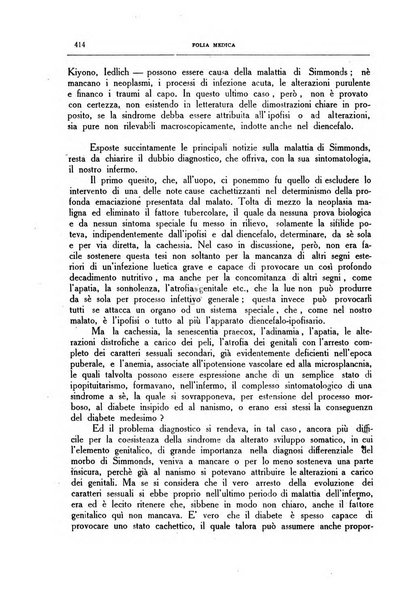 Folia medica periodico trimensile di patologia e clinica medica