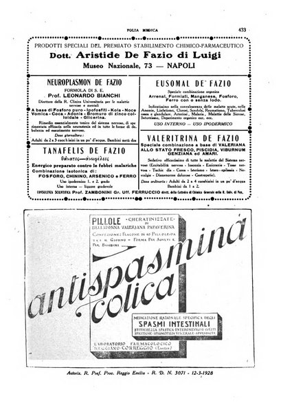 Folia medica periodico trimensile di patologia e clinica medica