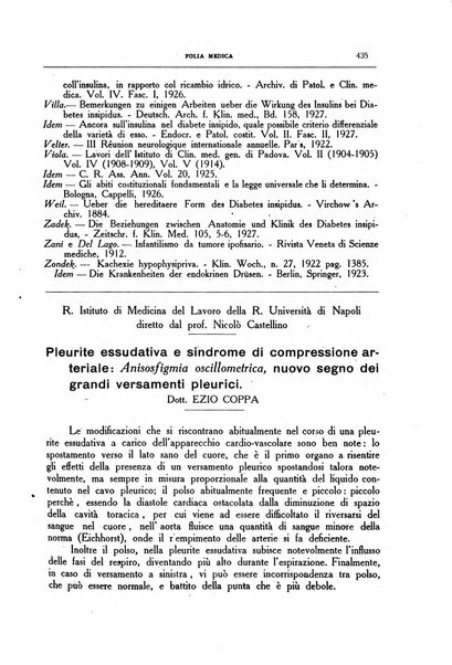 Folia medica periodico trimensile di patologia e clinica medica