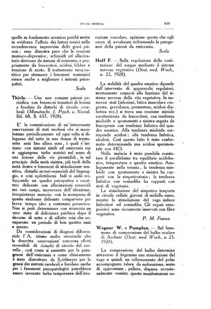 Folia medica periodico trimensile di patologia e clinica medica