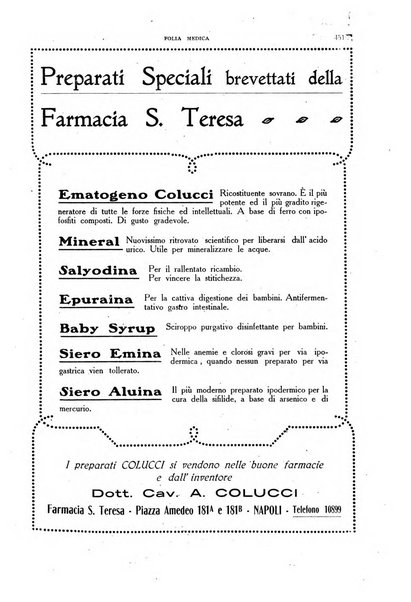 Folia medica periodico trimensile di patologia e clinica medica