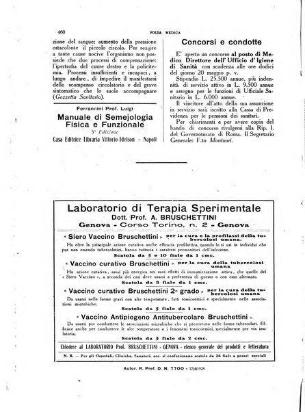 Folia medica periodico trimensile di patologia e clinica medica