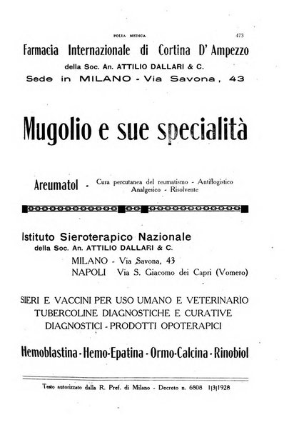 Folia medica periodico trimensile di patologia e clinica medica