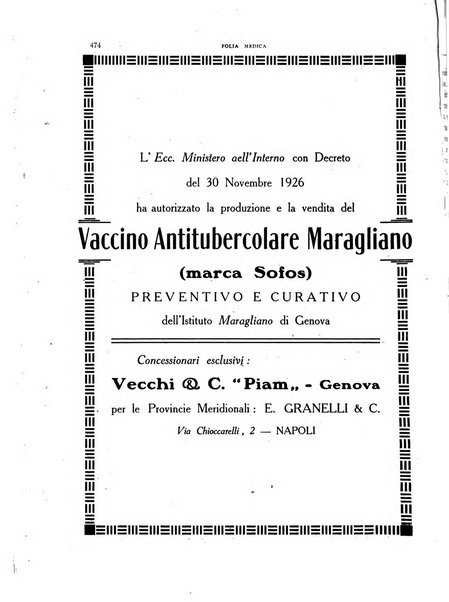 Folia medica periodico trimensile di patologia e clinica medica