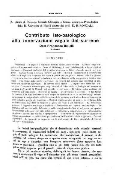 Folia medica periodico trimensile di patologia e clinica medica