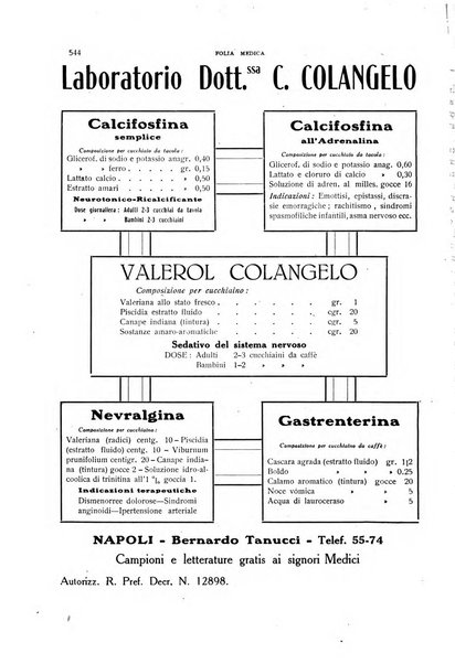 Folia medica periodico trimensile di patologia e clinica medica