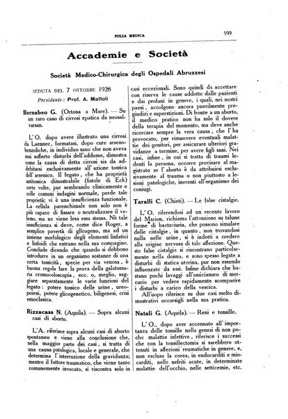 Folia medica periodico trimensile di patologia e clinica medica