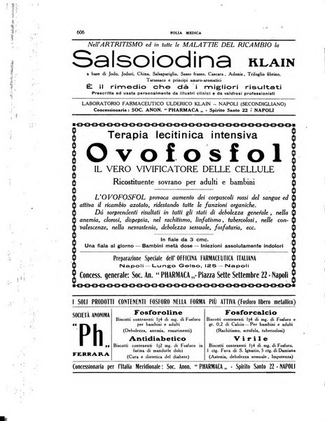 Folia medica periodico trimensile di patologia e clinica medica