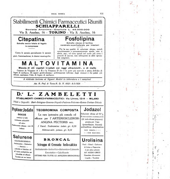 Folia medica periodico trimensile di patologia e clinica medica