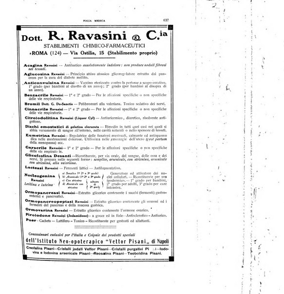 Folia medica periodico trimensile di patologia e clinica medica