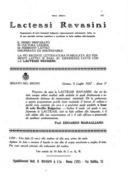 Folia medica periodico trimensile di patologia e clinica medica