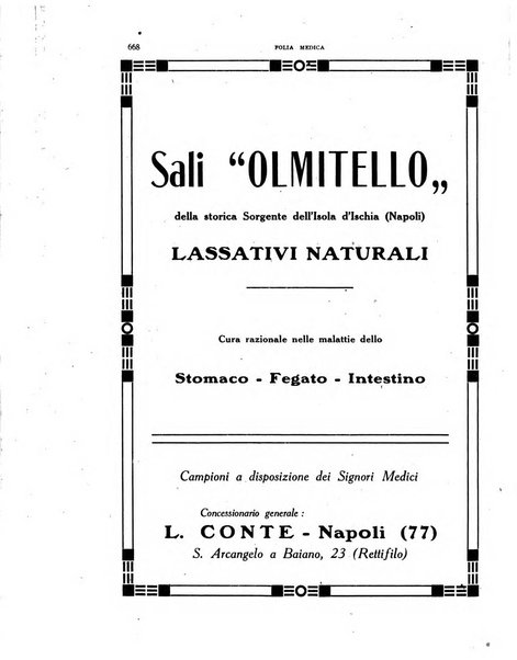 Folia medica periodico trimensile di patologia e clinica medica