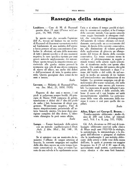 Folia medica periodico trimensile di patologia e clinica medica