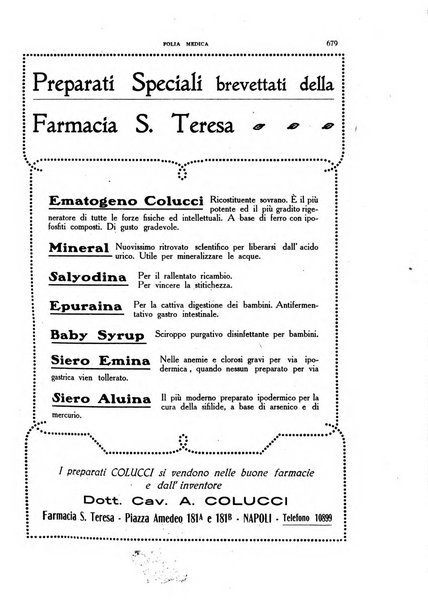 Folia medica periodico trimensile di patologia e clinica medica