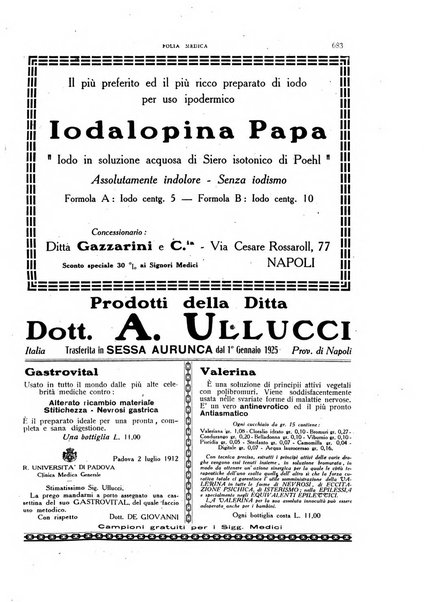 Folia medica periodico trimensile di patologia e clinica medica