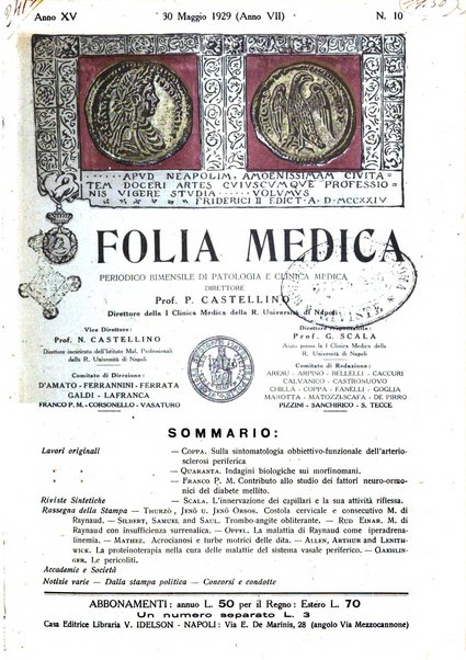 Folia medica periodico trimensile di patologia e clinica medica