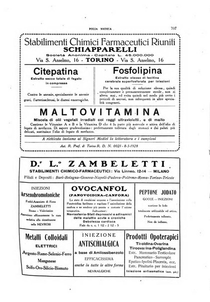 Folia medica periodico trimensile di patologia e clinica medica