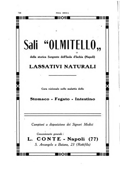 Folia medica periodico trimensile di patologia e clinica medica