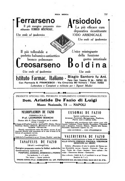 Folia medica periodico trimensile di patologia e clinica medica