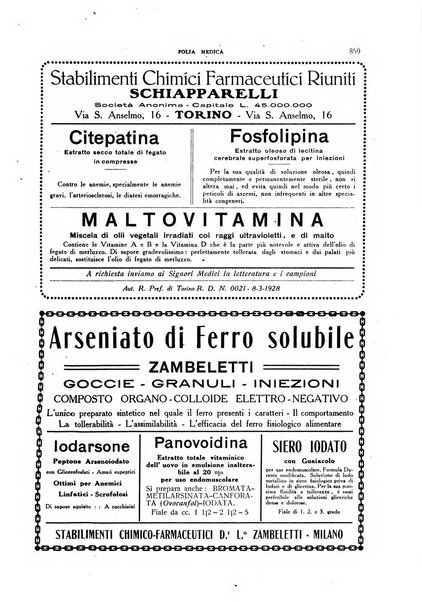 Folia medica periodico trimensile di patologia e clinica medica