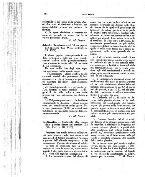 Folia medica periodico trimensile di patologia e clinica medica