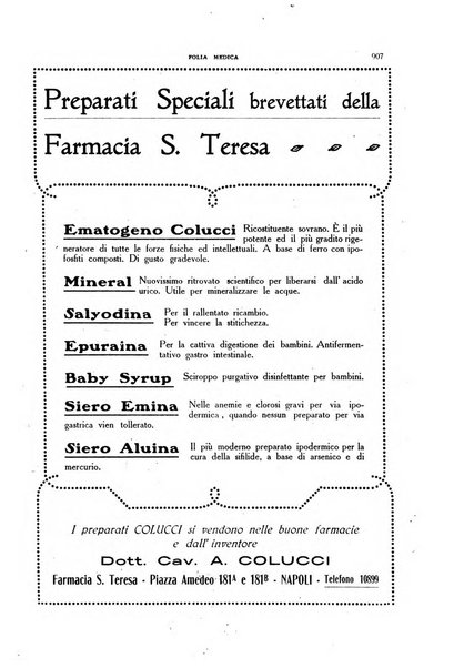 Folia medica periodico trimensile di patologia e clinica medica