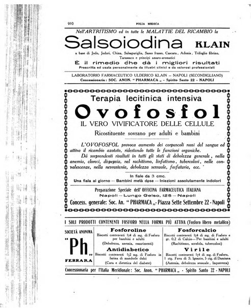 Folia medica periodico trimensile di patologia e clinica medica