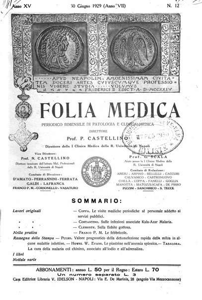 Folia medica periodico trimensile di patologia e clinica medica