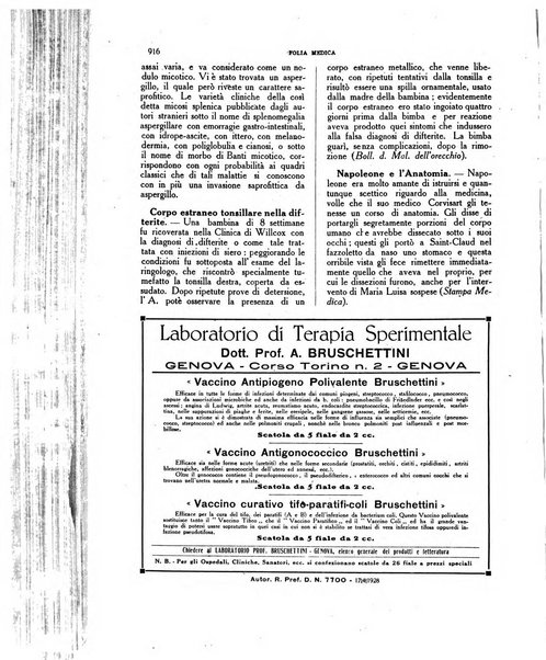 Folia medica periodico trimensile di patologia e clinica medica