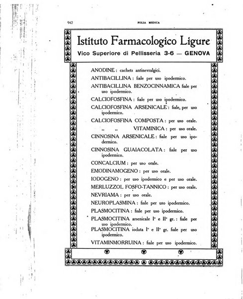 Folia medica periodico trimensile di patologia e clinica medica