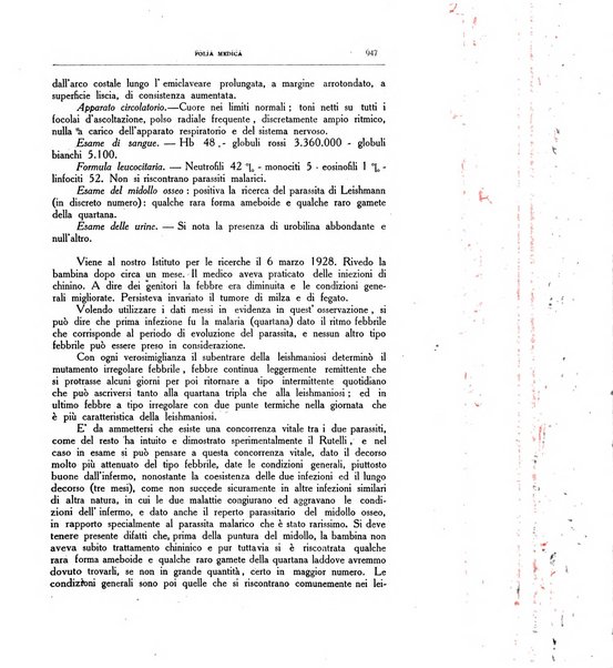 Folia medica periodico trimensile di patologia e clinica medica