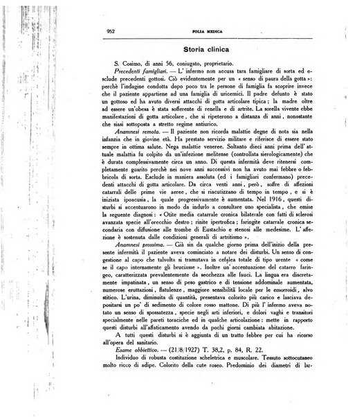 Folia medica periodico trimensile di patologia e clinica medica