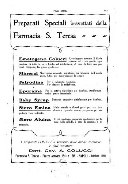 Folia medica periodico trimensile di patologia e clinica medica