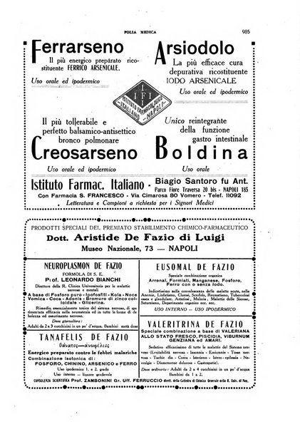 Folia medica periodico trimensile di patologia e clinica medica