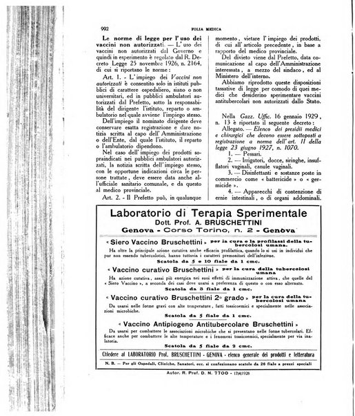 Folia medica periodico trimensile di patologia e clinica medica