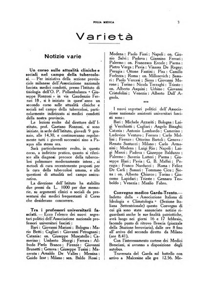 Folia medica periodico trimensile di patologia e clinica medica