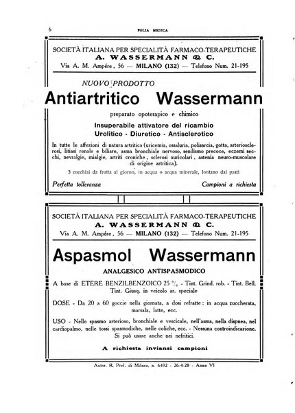 Folia medica periodico trimensile di patologia e clinica medica