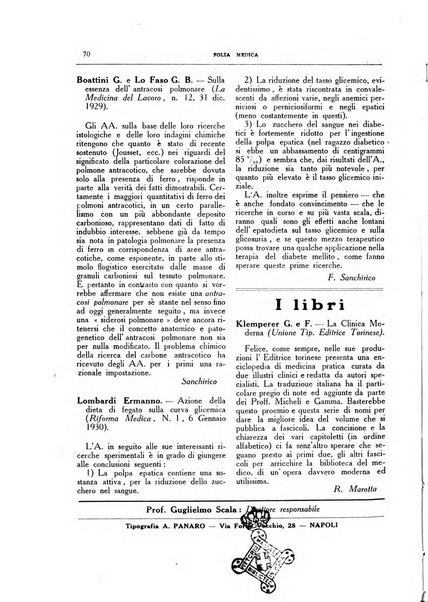 Folia medica periodico trimensile di patologia e clinica medica