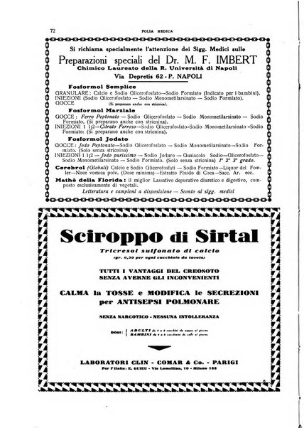 Folia medica periodico trimensile di patologia e clinica medica