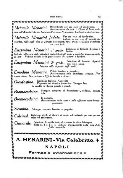 Folia medica periodico trimensile di patologia e clinica medica