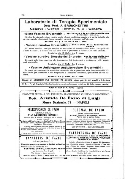 Folia medica periodico trimensile di patologia e clinica medica