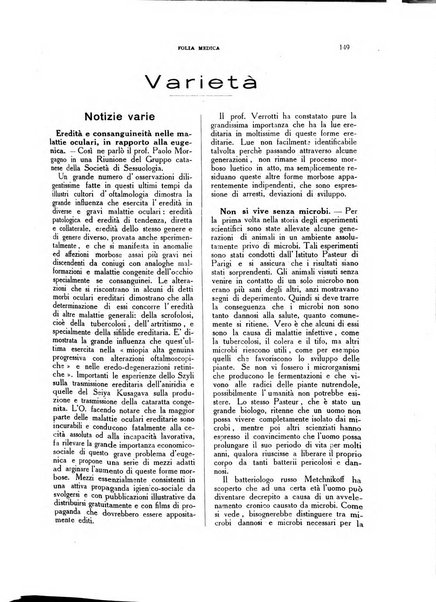 Folia medica periodico trimensile di patologia e clinica medica