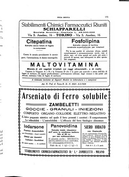 Folia medica periodico trimensile di patologia e clinica medica