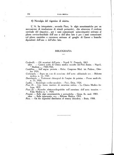 Folia medica periodico trimensile di patologia e clinica medica