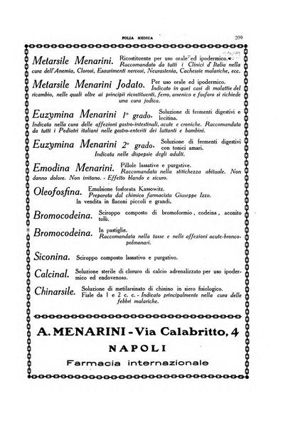 Folia medica periodico trimensile di patologia e clinica medica