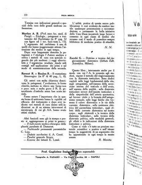 Folia medica periodico trimensile di patologia e clinica medica