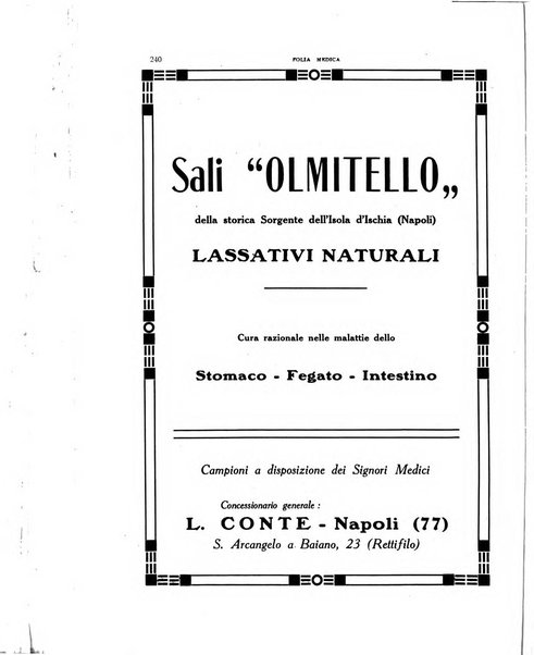 Folia medica periodico trimensile di patologia e clinica medica