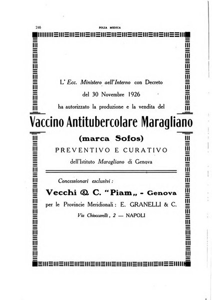 Folia medica periodico trimensile di patologia e clinica medica