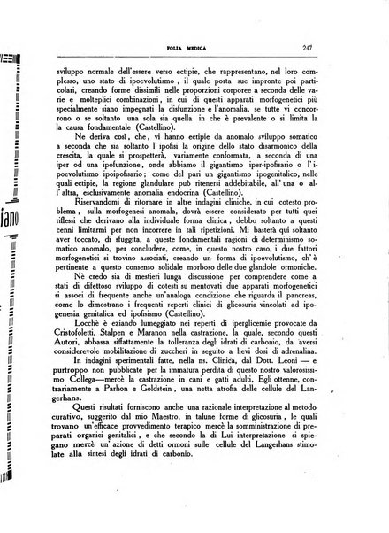 Folia medica periodico trimensile di patologia e clinica medica