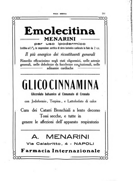 Folia medica periodico trimensile di patologia e clinica medica